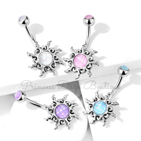 Tribal Sun Illuminating‎ Center Belly Button Ring - Picture 1 of 1
